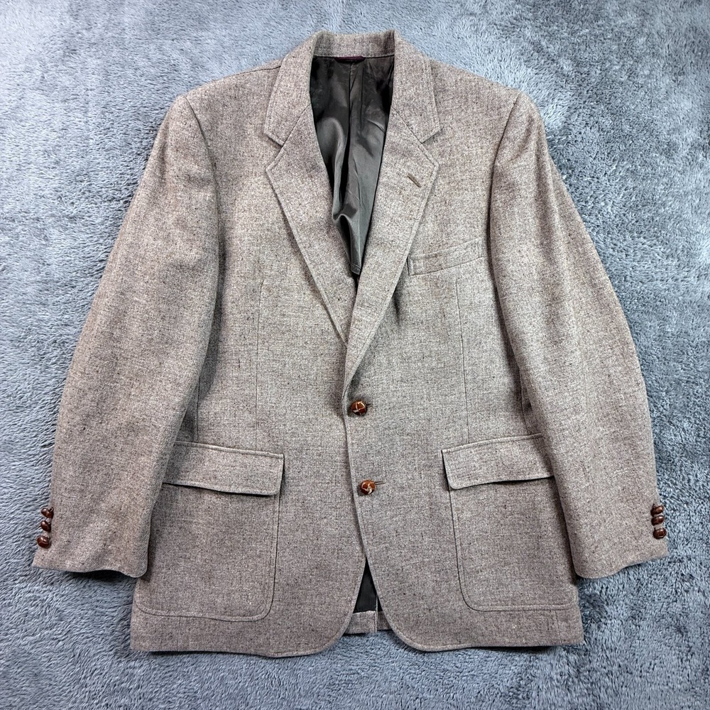 Vintage 1981 Hart Schaffner Marx Racquet Club Tweed Sport Coat 42R Brown Wool